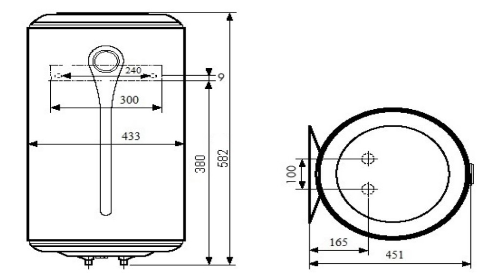 Бойлер Atlantic Steatite Elite VM 050 D400-2-BC размеры